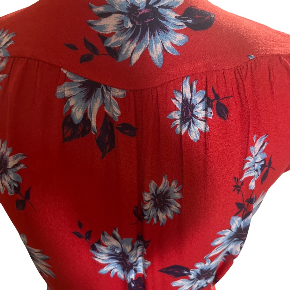 Yumi Kim Red Floral Puff Sleeve Mini Dress - Picture 6 of 10